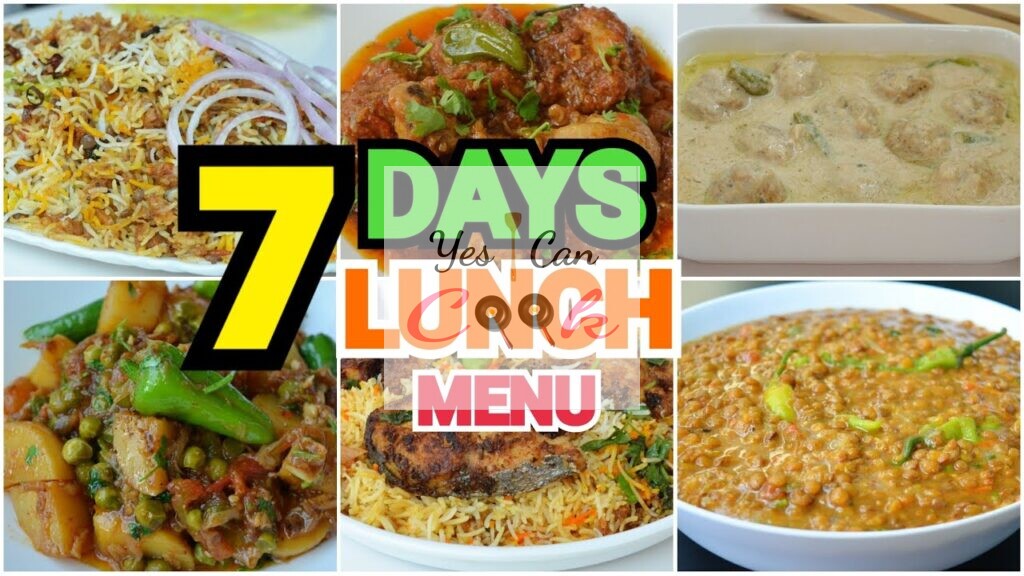 7 days Lunch Menu